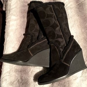 COACH Jordana Suede Wedge Boots